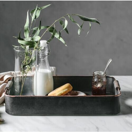 Creative French Country Antique Iron Plate Vintage Metal Storage Sundries Breakfast Bread Plate Decoration Plate WF1113315