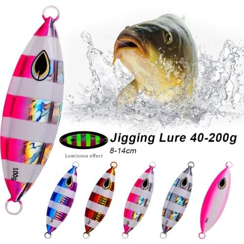 Saltwater Lures 40g-200g Slow Jigging Metal Fishing Bait Luminous Sinking Fishing Lures Hard Bait Glow In The Dark For Fising