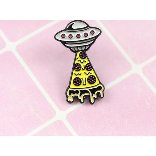Metal Badge Alloy Drop Oil Pizza UFO Premium Pin Fashion Brooch Clothing Backpack Hat DIY Accessories