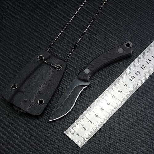 Stainless Steel Mini Fixed Blade Knife Integrated G10 Handle Hunting Knife Outdoor Camping Survival Knife Necklace With Scabbard