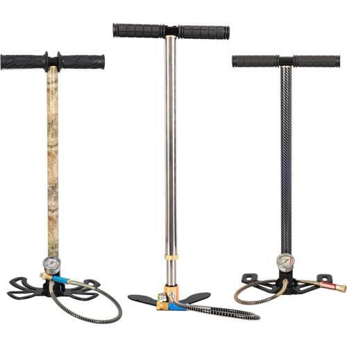High Pressure Pump 3Stage 300bar 30mpa 4500psi Foldable Stainless Steel Hand Operated Air Pump For Bicycles Motorcycles Cars