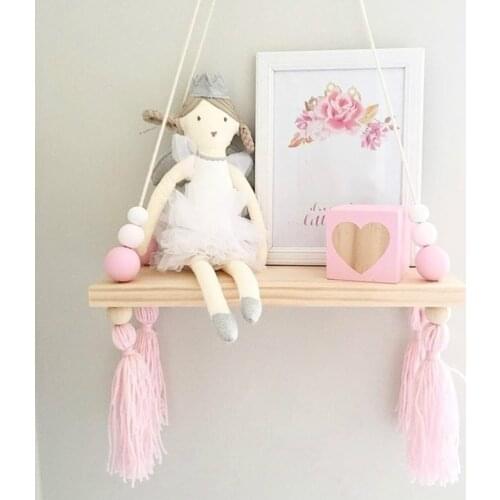 Wall-mounted Nordic Ornaments Childrens Decoration Tassels Wooden Racks Childrens Room Furnishings Decorative Wall Decorations