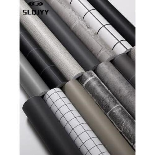 PVC gray series wallpaper waterproof self-adhesive bedroom wall stickers student dormitory decoration furniture renovation stick