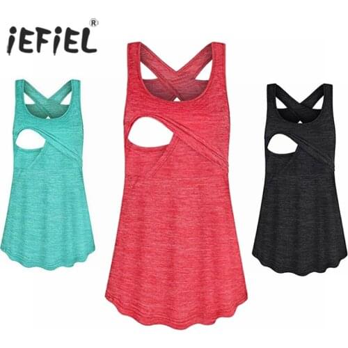 Casual Women Sleeveless Maternity Tees Tops Breastfeeding Tops Ladies Nursing T-Shirt Loose Pregnancy Loose Tank Tops Clothes