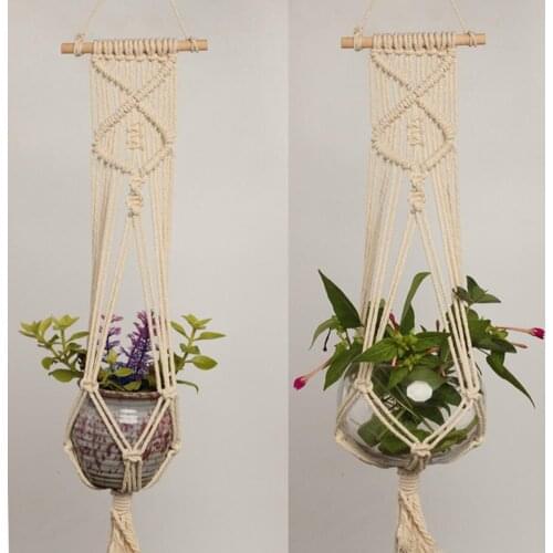 Handmade Macrame Plant Hanger Flower Pot Hanger Basket Decoration Knotted Rope Holder Fine Hemp Net Flower Pot Plant Supplies