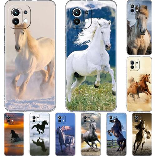 Silicone Phone Case For Xiaomi Mi Poco X3 NFC 10T Pro 11 M3 Note 10 Lite F3 9T F1 11i Clear Soft Back Cover Animal Running Horse