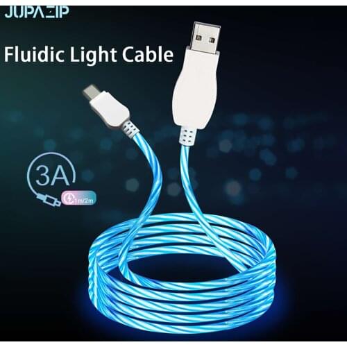 LED Move Lighting USB Fast Charge 3A Cable For Samsung Huawei Mate 30 P30 Xiaomi Car Mobile Phone Accessory Glowing Wire Cord
