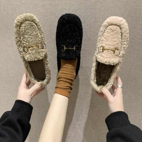 Lazy shoes New Fashion Buckle Casual Shallow Mouth Womens Shoes Warm Shoes Women Peas Shoes Female Warm zapatos mujer U16-05