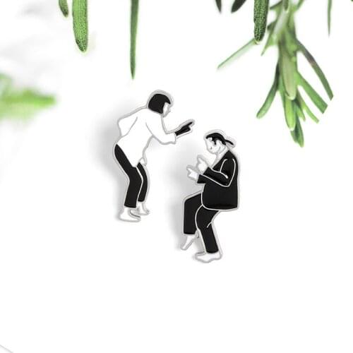 Creative Black And White Punk Character Gender Pin Fashion Exquisite Paint Enamel Brooch Good Friend Suit Accessories Essential