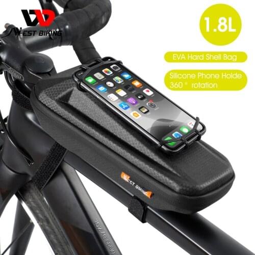 WEST BIKING Bicycle Bag Rainproof Bike Accessories Frame Front Top Tube Cycling Bag With 360 Degree Rotate Silicone Phone Holder