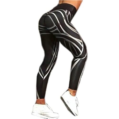Womens Black Streamer Digital Printing Pants Ladies Workout Skinny Jeggings Leggings Sexy Package Hip High Waist Yoga Pants