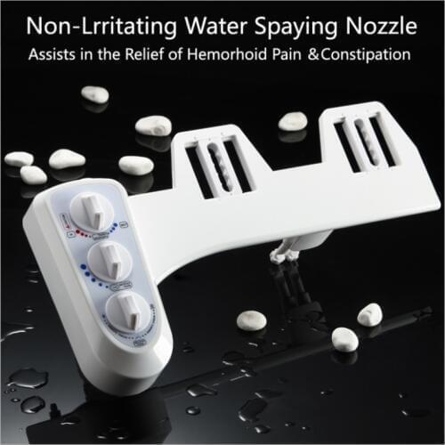 1 Set Hot and Cold Water Non Electric Bathroom Toilet Seat Bidet Spray Double Nozzle Toilet Seat Gynecological Washing Gun