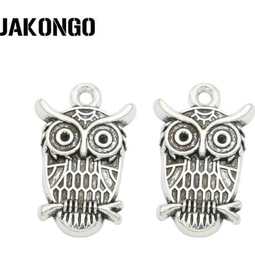10pcs Antique Silver Plated Owl Bird Charm Pendant Bracelets Necklace Jewelry Findings Making Craft DIY 23x15mm