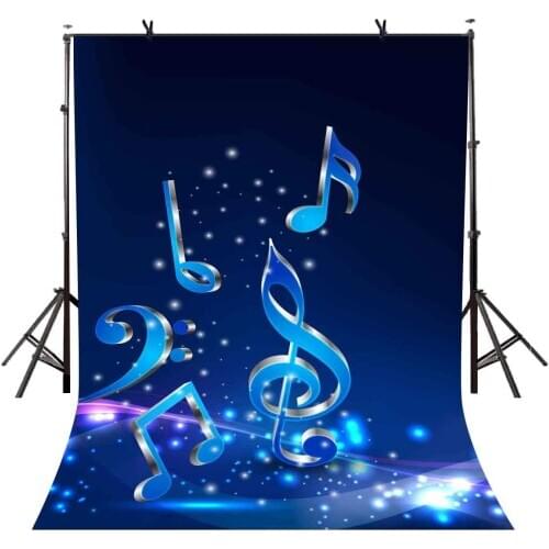 150x210cm Simple Blue Backdrop Three Dimensional Music Symbol Blue Minimalistic Photography Background