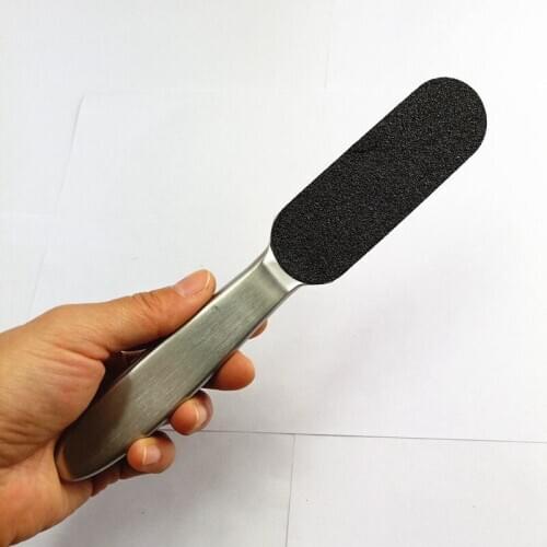 25*4.5cm Pedicure Callus Remover Stainless Steel Foot Rasp File with 10 Double-Sided Replacement Grits Pad Foot Care Tool