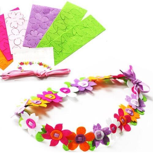 3pcs Pretty Colorful Flowers Necklace Nonwoven Felt DIY Package Handmade Gift Party Home Decoration