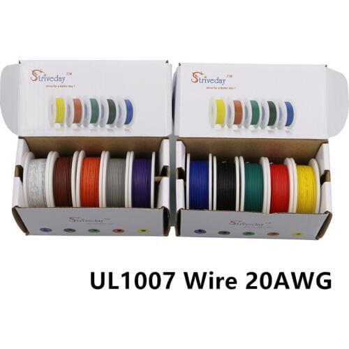 60m / box 196ft UL 1007 20AWG 10 color hybrid wire and cable tinned copper wire stranded wire DIY connection