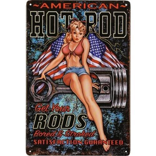American Hot Rod Pin Up Retro Sign Garage Bar Pub Vintage Wall Decor