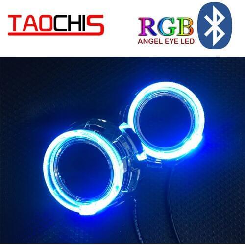 TAOCHIS Car-styling Lens shroud ABS cover RGB Angel eyes Mobile Phone APP Remote Control 95mm Auto Car Head Light Retrofit