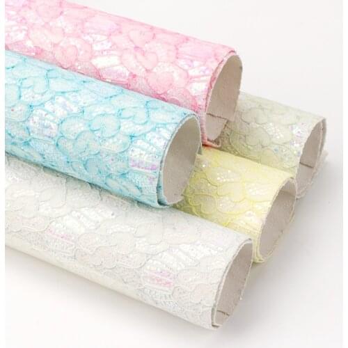 Faux Synthetic Leather Lace Glitter Printed DIY Hairbows Accessories Handmade Bags Shoes Material Party Decoration 29.25*21.5cm