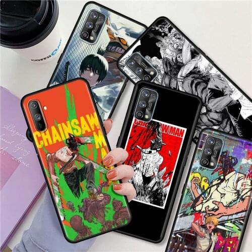 For Realme 6 8 7 Pro C3 C21 XT 5 GT Neo C25 C20 X50 7i C15 C11 Black Soft Phone Case Luxury Back Cover Chainsaw Man Fundas Shell