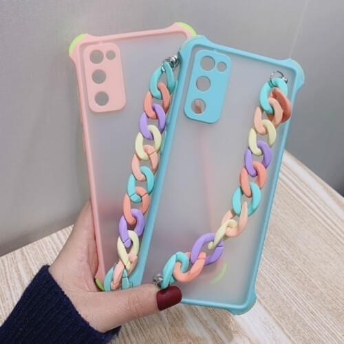 For Samsung A12 S20 FE Note 20 Ultra a21s Case Shockproof 3D Candy Wrist Chain Silicone Phone cover for samsung m51s m31s s20