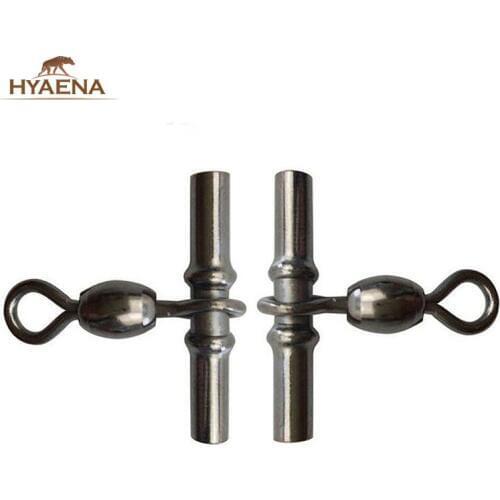 Hyaena 10PCS Cross Line Crane Fishing Swivel Brass With Black Nickle Fishing Cross-line Crane Swivels Connector