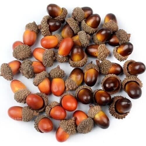 60pcs Lifelike Artificial Acorn For DIY Christmas Tree Decoration Mini Fake Foam Fruit and Vegetables Flower Scrapbooking Carft