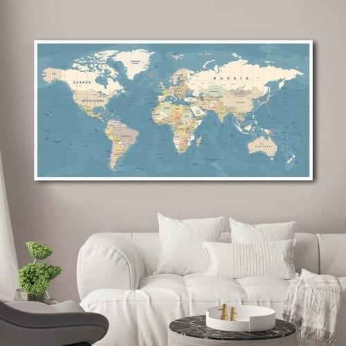 World Map Decorative Wall Art Picture Modern Posters and Prints Home Decor Canvas Painting Cuadros Study Office Room Decoration