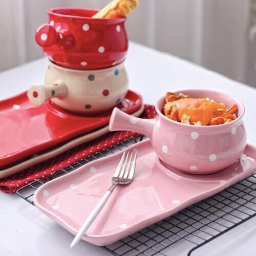 Nordic Ceramic Salad Bowl Candy Color Breakfast Cereal Fruit Bowl Dessert Soup Noodle Bowl Microwave Oven Special Tableware