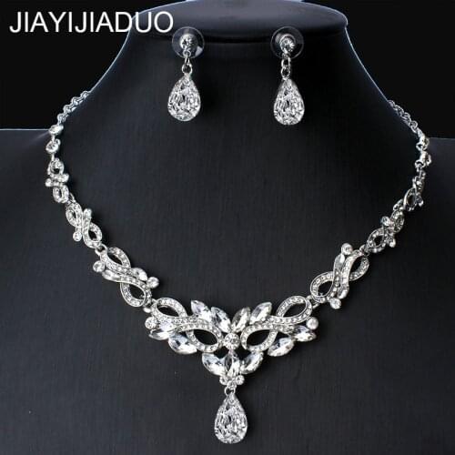 Jiayijiaduo Heart Crystal Bridal Jewelry Sets Wedding Jewelry Necklace Sets African Beads Jewelry Sets Christmas Gift