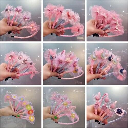 Trendy Cartoon Bowtie Rabbit Cute Hairband Girl Kids Headband Headwear Cartoon Lace hair accessories Hair Hoop For Children