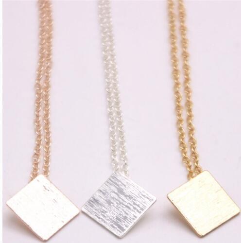 Geometrical shape Pendant necklace for girls square plated necklace the to women