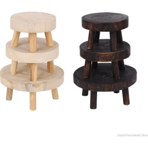 Printed Solid Wood Stool Flower Pot Stand Round Bench Plant and Succulent Flowerpot Base Holder Display Stand Stool Home ly19 21