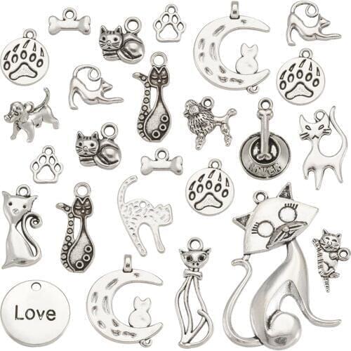 1 Set Tibetan Style Pendants Cat Theme Charms for Jewelry Making DIY Bracelet Necklace Assceeories