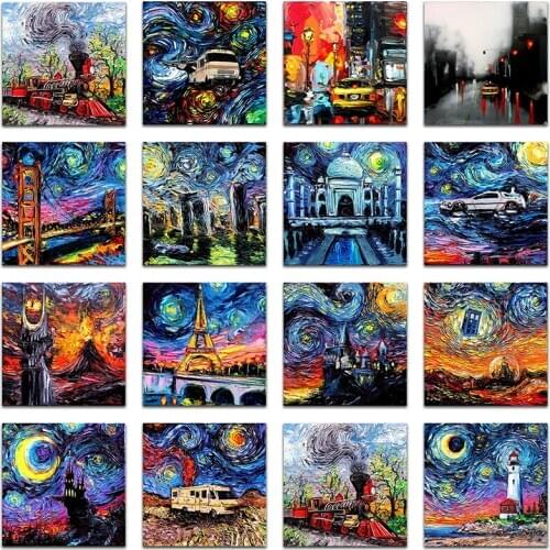 Full Square Diamond painting Oil Full Round Diamond embroidery Cross stitch Starry Sky DIY 3D Diamond mosaic Eiffell Tower