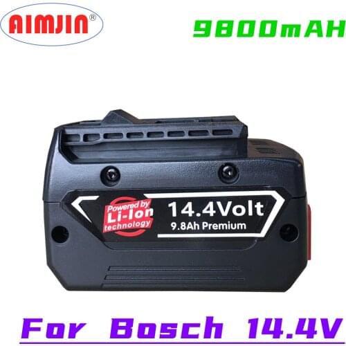 Latest Upgrade 14.4V BAT614 9800mAh Replace Li-ion Battery Pack for Bosch Electric Drill Screwdriver BAT607,BAT614G 40M+Charger
