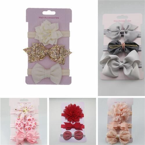 2018 New Headband Fashion Sweet Flower Children Headwear Hair Accessories Lovely Bowknot Three Piece Sets Girls Headbands
