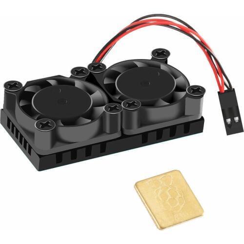 Raspberry Pi Dual Fan Cooling Fan + Heatsinks with Thermal Conductive Adhesive Tape for Raspberry Pi 3 B 2 Model B