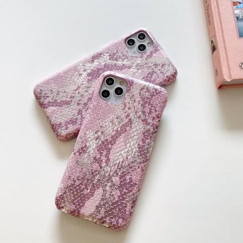 Pink Snake Skin PU Leather Cases For iphone 11 11Pro Max 7 8 Plus X XS Max XR 6 6S Phone Case Crocodile Texture Back Cover Coque
