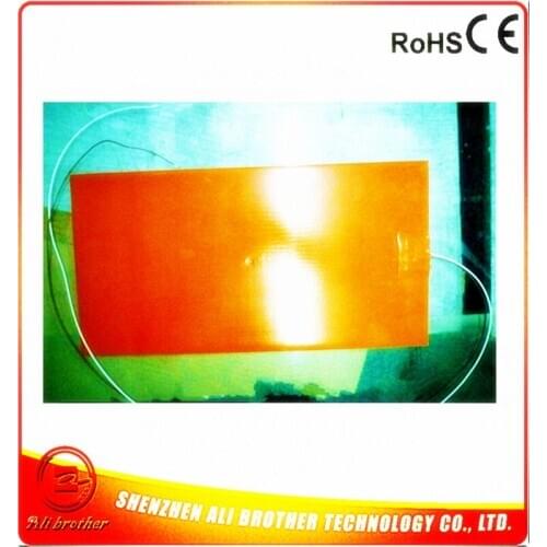 Silicone Rubber 3D Printer Heater 24v 600w 300*500*1.5mm adhesive 1face 100k thermistor 1000mm wire come out from short side