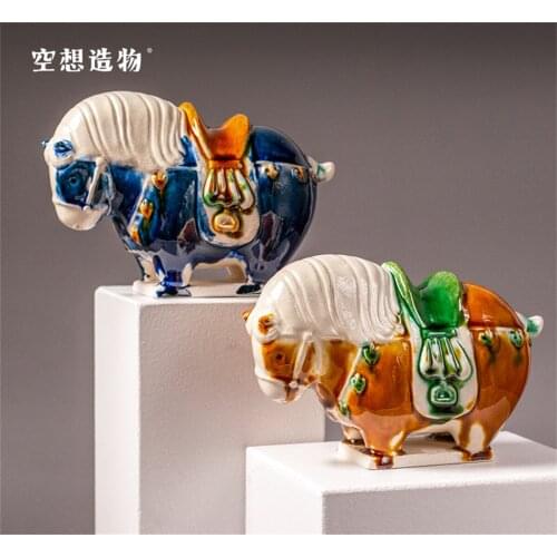 Tang Three-color Glaze Horse Model Intangible Cultural Heritage Collector Decor Gift Crafts Souvenirs Decoration Cute Ornaments