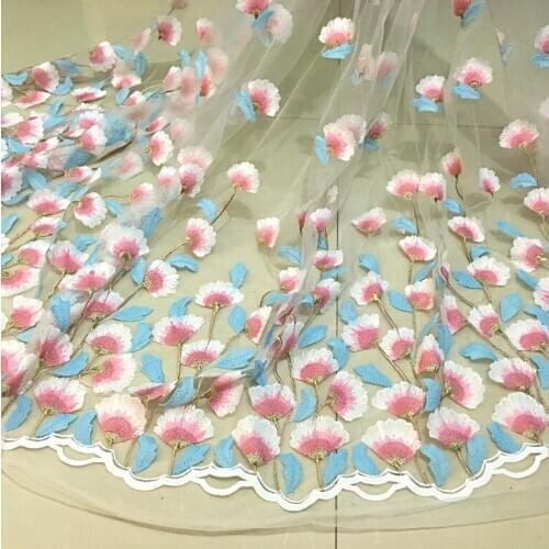 Three-dimensional bright silk yarn lace embroidered skirt fashion gift embroidery designer fabric