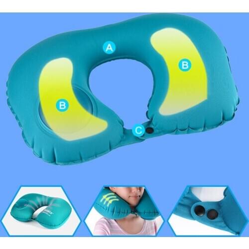 U-shaped Pillow Neck Inflatable Pillow Portable Pressing Type Automatic Inflatable Pillow Travel for Office Home