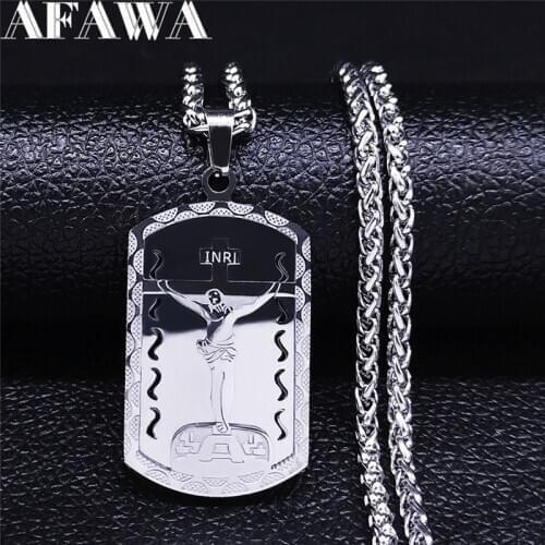 Hip Hop Cross Jesus Stainless Steel Multilayer Necklaces Women/Men Silver Color Long Necklace Jewelry collier homme N6002S02
