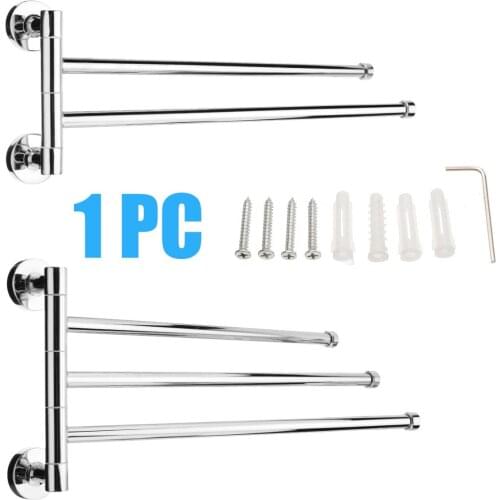 1Pcs 304 Stainless Steel Swivel Towel Rack 2/3/4 Swing Arm Towel Holder Towel Bar Bathroom Storage Hardware