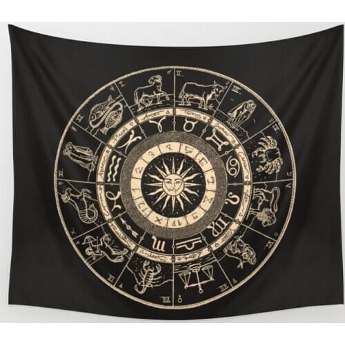 Vintage Zodiac Chart Tapestry Wall Hanging Wall Decor Bedroom Home Decoration Wall Tapestry Yoga Mat