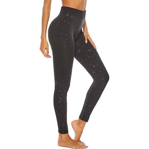 Star Printed High Waist Slim Tight Yoga Pants for Women 2021 New Arrival Sports Leggings Running Training Cycling Trousers