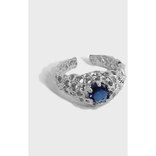 SHANICE Korean ins original niche design sense inlaid zircon hollow texture S925 sterling silver open ring female Charm Jewelry