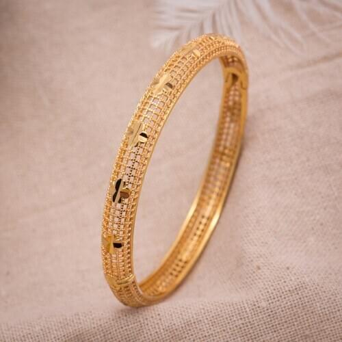 1Pcs/lot Women Bangle Dubai Gold Jewelry Gold Color Bangles For Ethiopian Bangles & Bracelets Ethiopian Jewelry Bracelet Gift